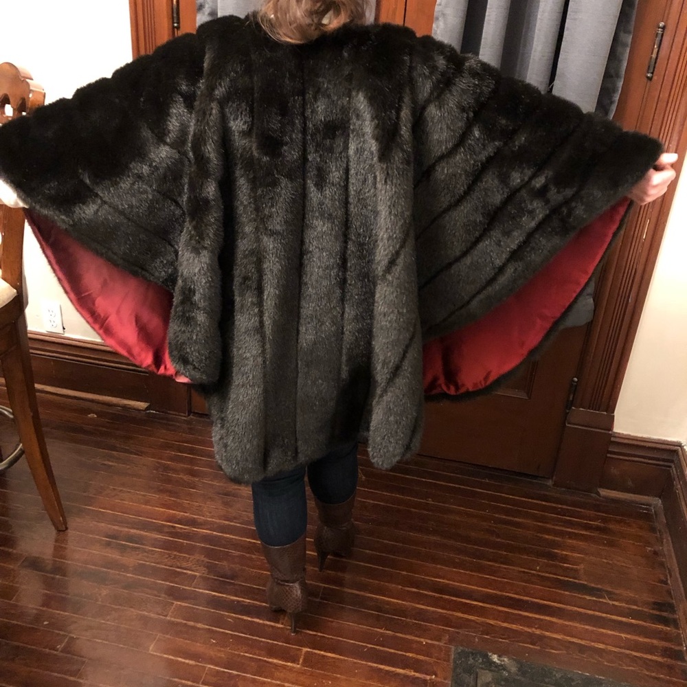 Oleg Cassini Faux Mink Cape